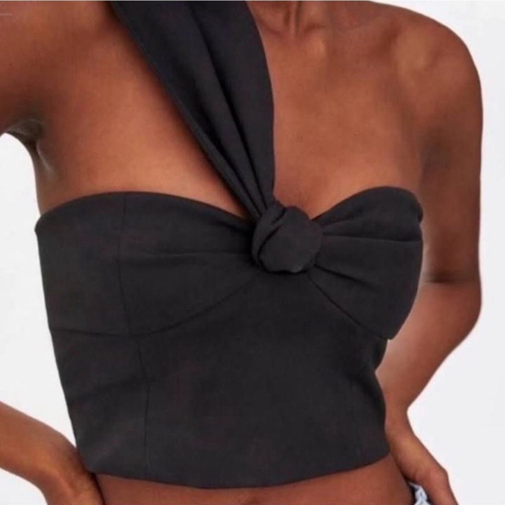 Zara One Shoulder Twist Crop Top